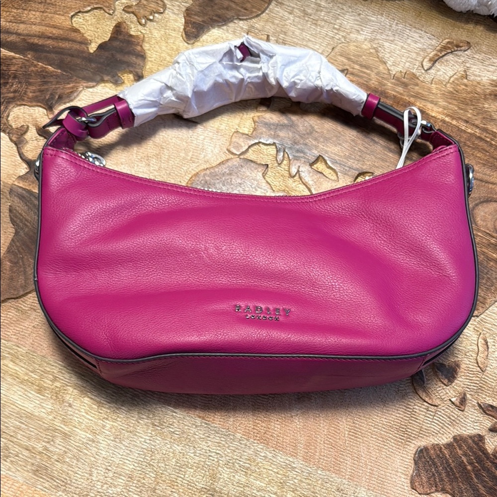 RADLEY LONDON Pink Leather Shoulder Bag with Slouchy Design